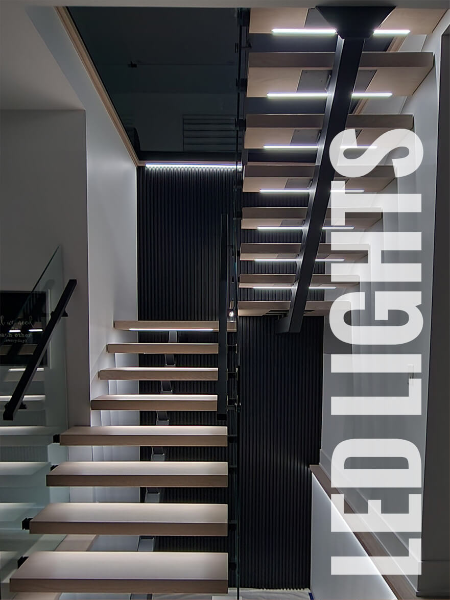 mono beam stairs with led lights